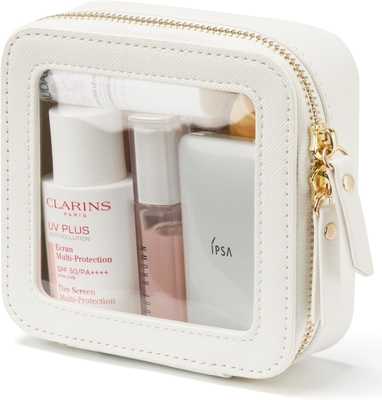 Kleine cosmetische tas voor tas Mini make-up tas voor school schattig helder make-up tas voor reizen Kleine leer witte make-up O