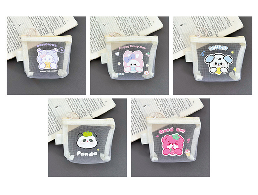 Cartoon Net Coin Purse CUTE CHANGE opslagzak transparante draagbare kaartzak rode envelop mini opslagzak