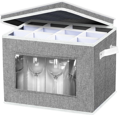 HOMYFORT WIN GLAAS STEMWARE opslagzakken, CHINA opslagcontainers doos met verdelers harde schelp voor 12 kristal glas