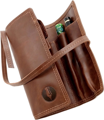 Fountain Pen Hoes Features Robuuste Riem, Opvouwbare Flap    Roll Up Pouch Houdt 6 Pennen,