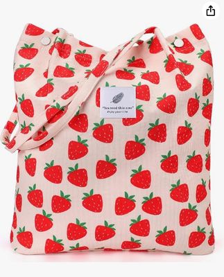 Tote vrouwen Meisjes, grote capaciteit Corduroy herbruikbare boodschappen schoudertas met binnenkant