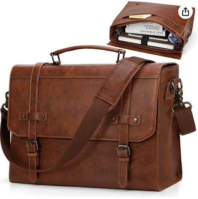 RAINSMORE Mensen boodschappenzak 17 inch waterdicht Vintage leder Laptop briefje grote Laptop Tas Satchel Tas Computer schoudertas voor kantoor zakelijk reizen College