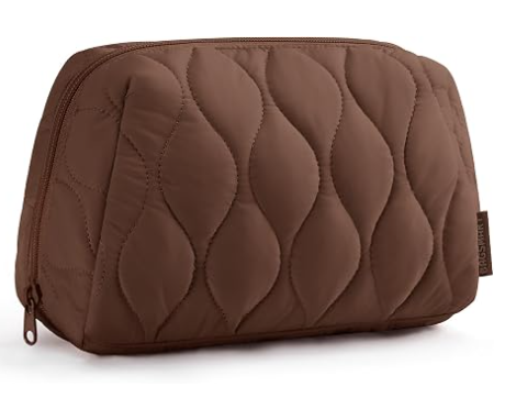 Make-uptas, Reiskosmetische tas, Puffy gewatteerde make-uptas voor dames, Make-up organizer koffer, Wijd open etui, Reisbenodigdheden, Toiletartikelen Accessoires Kwasten