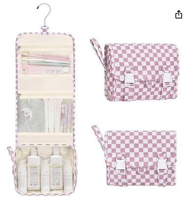 Kleine hangende toilettas voor dames, bloemenhangende organizer | Draagbare reistas voor reisformaat douche-dopp kit, waterdichte toilettenorganizer met 3 vakken voor buiten