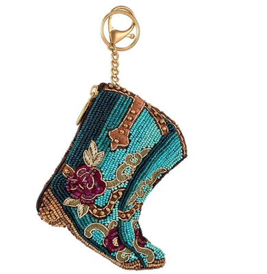Kickin'Around Coin PurseSoft roze munt zak met kralen met glinsterende gouden kroon rits sluiting gemakkelijk open trekker haak sleutel ring en creditcard fit compact ontwerp