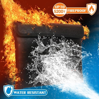 Vuurvaste documentenzak - met 5200°F warmtegeïsoleerd, waterdicht Vuurdicht zakje met rits, 8 lagen functioneel materiaal
