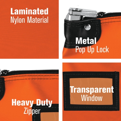 Laminated NYLON LOCKING DEPOSIT BAGS - 15W X 11H - Klaar voor verzending