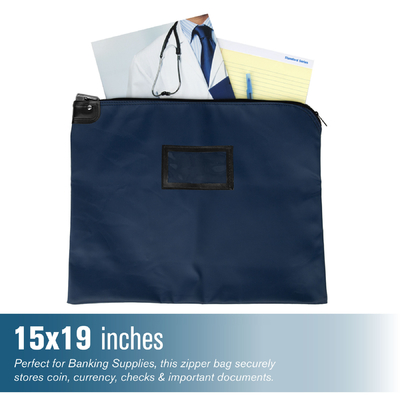 Laminated NYLON HIPAA LOCKING COURIER BAGS WITH CARDHOLDER - 19W X 15H - Klaar voor verzending