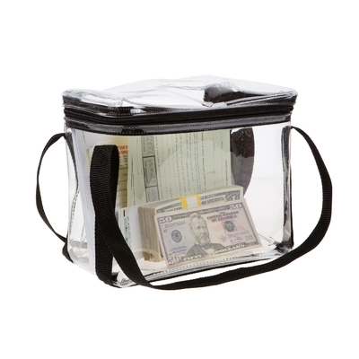 Transparante vinyl waterdicht zichtbaar grote capaciteit briefcases stijl handtas - 10W x 8H x 5D - op maat gemaakt