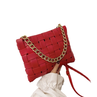 PU Vrouwen Tas Textuur Geweven Handtas 2024 Lente op de Nieuwe Koreaanse versie van de mode Ketting schoudertas crossbody tas