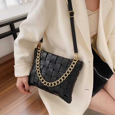 PU Vrouwen Tas Textuur Geweven Handtas 2024 Lente op de Nieuwe Koreaanse versie van de mode Ketting schoudertas crossbody tas