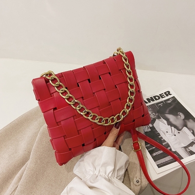 PU Vrouwen Tas Textuur Geweven Handtas 2024 Lente op de Nieuwe Koreaanse versie van de mode Ketting schoudertas crossbody tas