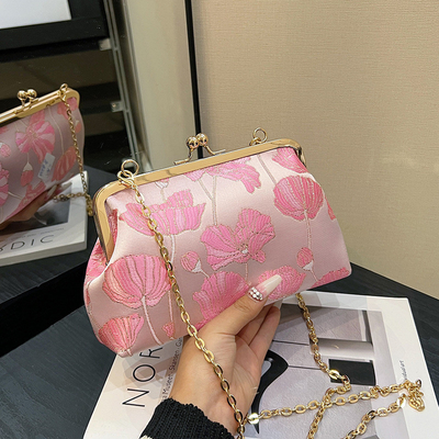 NEW CLIP CHAIN BAG CHINESE STYLE SHELL BAG NATIONAL STYLE FLORER SHOULDER BAG mode diner crossbody tas voor vrouwen