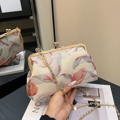 NEW CLIP CHAIN BAG CHINESE STYLE SHELL BAG NATIONAL STYLE FLORER SHOULDER BAG mode diner crossbody tas voor vrouwen