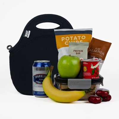 Built Gourmet Getaway Soft Neoprene Lunch Tote Bag - lichtgewicht, geïsoleerd en herbruikbaar, één maat, zwart