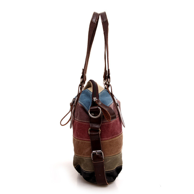 Nieuwe trend regenboog gestreepte doek tas mode patchwork dames tas water wasje kleding tas