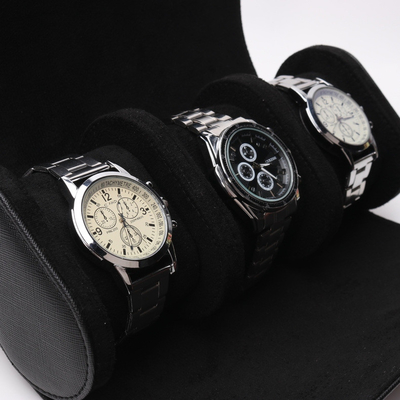 EXPLOSIVE VERKOOP CYLINDER PU LEER DRIJEN Display VAN REIS MULTIFUNCTIONELE opslag verpakking horloge doos