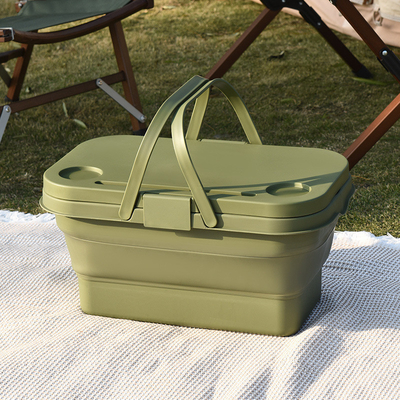 Buitenkamperen voor het voorjaar inzamelbare opslagdoos opvouwbare tafel picknick draagbare opslagmandje picknickmandje