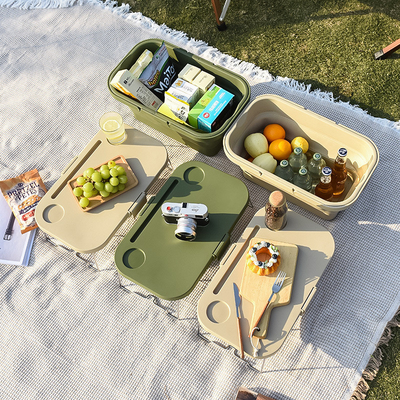 Buitenkamperen voor het voorjaar inzamelbare opslagdoos opvouwbare tafel picknick draagbare opslagmandje picknickmandje