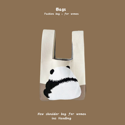 De nieuwe internet beroemdheid handtas breien hand breien wol bucket tas hand casual tote lunch tas