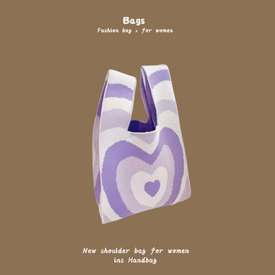 De nieuwe internet beroemdheid handtas breien hand breien wol bucket tas hand casual tote lunch tas