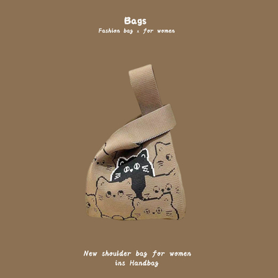 De nieuwe internet beroemdheid handtas breien hand breien wol bucket tas hand casual tote lunch tas