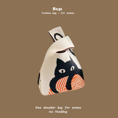 De nieuwe internet beroemdheid handtas breien hand breien wol bucket tas hand casual tote lunch tas