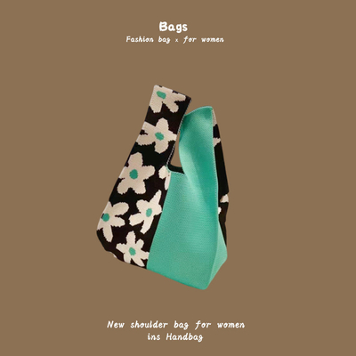 De nieuwe internet beroemdheid handtas breien hand breien wol bucket tas hand casual tote lunch tas
