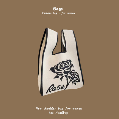 De nieuwe internet beroemdheid handtas breien hand breien wol bucket tas hand casual tote lunch tas
