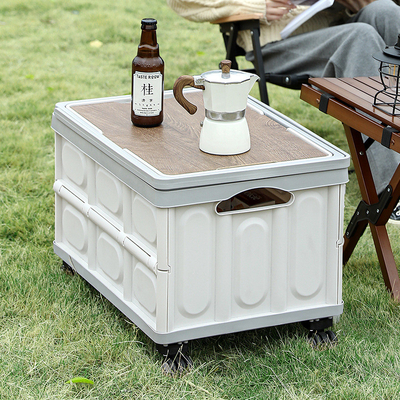 Auto kofferbak opslagdoos Outdoor camping opslagdoos Opvouwbare camping organisator Houten deksel picknick opslagdoos