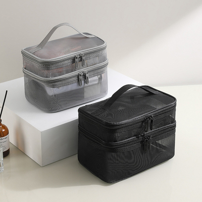 Nieuwe GAUZE MAKEUP BAG GROTE CAPITATIE VAN REISEN SIMPELE PORTABELE TOILETTERIE BAG DUBBELLAG PORTABELE COSMETISCHE opslagtas