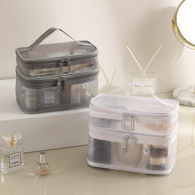 Nieuwe GAUZE MAKEUP BAG GROTE CAPITATIE VAN REISEN SIMPELE PORTABELE TOILETTERIE BAG DUBBELLAG PORTABELE COSMETISCHE opslagtas