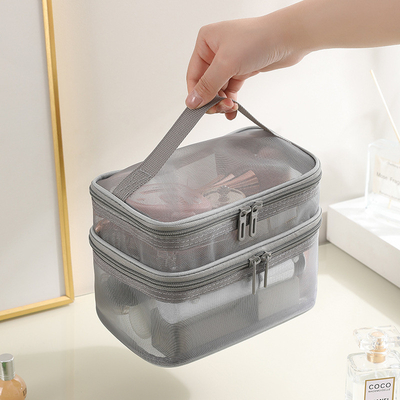 Nieuwe GAUZE MAKEUP BAG GROTE CAPITATIE VAN REISEN SIMPELE PORTABELE TOILETTERIE BAG DUBBELLAG PORTABELE COSMETISCHE opslagtas