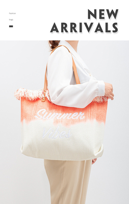 GEBROIDERDE TOTE TASSEL DESIGN CANVAS BAG GEBROIDEN ALFABET CANVAS Onderarm Nieuwe schouder ZOMER Hoge capaciteit dameszak