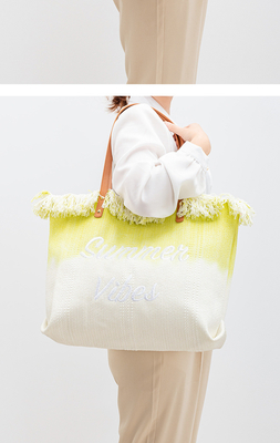 GEBROIDERDE TOTE TASSEL DESIGN CANVAS BAG GEBROIDEN ALFABET CANVAS Onderarm Nieuwe schouder ZOMER Hoge capaciteit dameszak