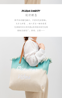 GEBROIDERDE TOTE TASSEL DESIGN CANVAS BAG GEBROIDEN ALFABET CANVAS Onderarm Nieuwe schouder ZOMER Hoge capaciteit dameszak