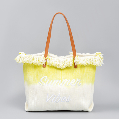 GEBROIDERDE TOTE TASSEL DESIGN CANVAS BAG GEBROIDEN ALFABET CANVAS Onderarm Nieuwe schouder ZOMER Hoge capaciteit dameszak