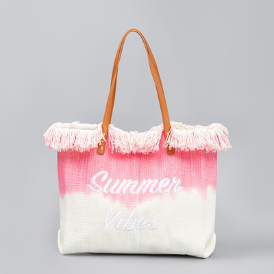 GEBROIDERDE TOTE TASSEL DESIGN CANVAS BAG GEBROIDEN ALFABET CANVAS Onderarm Nieuwe schouder ZOMER Hoge capaciteit dameszak