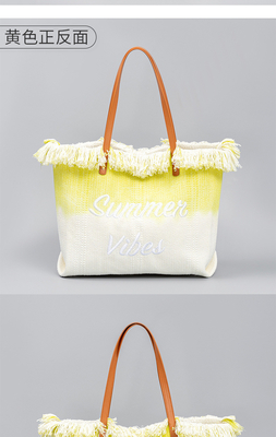 GEBROIDERDE TOTE TASSEL DESIGN CANVAS BAG GEBROIDEN ALFABET CANVAS Onderarm Nieuwe schouder ZOMER Hoge capaciteit dameszak