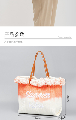 GEBROIDERDE TOTE TASSEL DESIGN CANVAS BAG GEBROIDEN ALFABET CANVAS Onderarm Nieuwe schouder ZOMER Hoge capaciteit dameszak