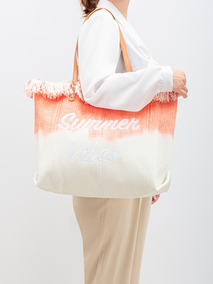 GEBROIDERDE TOTE TASSEL DESIGN CANVAS BAG GEBROIDEN ALFABET CANVAS Onderarm Nieuwe schouder ZOMER Hoge capaciteit dameszak