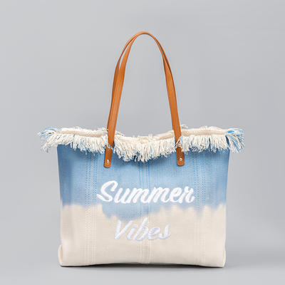 GEBROIDERDE TOTE TASSEL DESIGN CANVAS BAG GEBROIDEN ALFABET CANVAS Onderarm Nieuwe schouder ZOMER Hoge capaciteit dameszak
