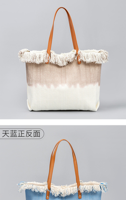 GEBROIDERDE TOTE TASSEL DESIGN CANVAS BAG GEBROIDEN ALFABET CANVAS Onderarm Nieuwe schouder ZOMER Hoge capaciteit dameszak