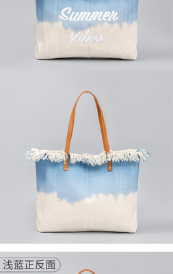 GEBROIDERDE TOTE TASSEL DESIGN CANVAS BAG GEBROIDEN ALFABET CANVAS Onderarm Nieuwe schouder ZOMER Hoge capaciteit dameszak