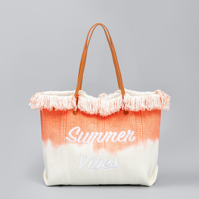 GEBROIDERDE TOTE TASSEL DESIGN CANVAS BAG GEBROIDEN ALFABET CANVAS Onderarm Nieuwe schouder ZOMER Hoge capaciteit dameszak