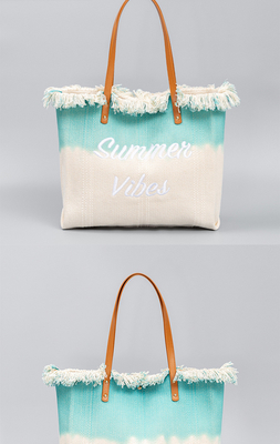 GEBROIDERDE TOTE TASSEL DESIGN CANVAS BAG GEBROIDEN ALFABET CANVAS Onderarm Nieuwe schouder ZOMER Hoge capaciteit dameszak