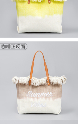 GEBROIDERDE TOTE TASSEL DESIGN CANVAS BAG GEBROIDEN ALFABET CANVAS Onderarm Nieuwe schouder ZOMER Hoge capaciteit dameszak
