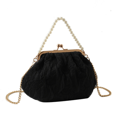 2024 NEW RETRO FAIRY SOLID COLOR kleine zak witte handtas parel zak dames net garens in eenvoudige crossbody tas