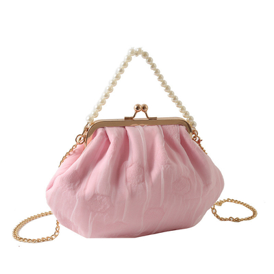 2024 NEW RETRO FAIRY SOLID COLOR kleine zak witte handtas parel zak dames net garens in eenvoudige crossbody tas