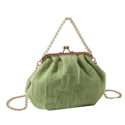 2024 NEW RETRO FAIRY SOLID COLOR kleine zak witte handtas parel zak dames net garens in eenvoudige crossbody tas